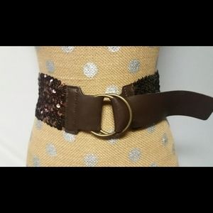 Xhilaration Brown Sequin Adjustable Belt